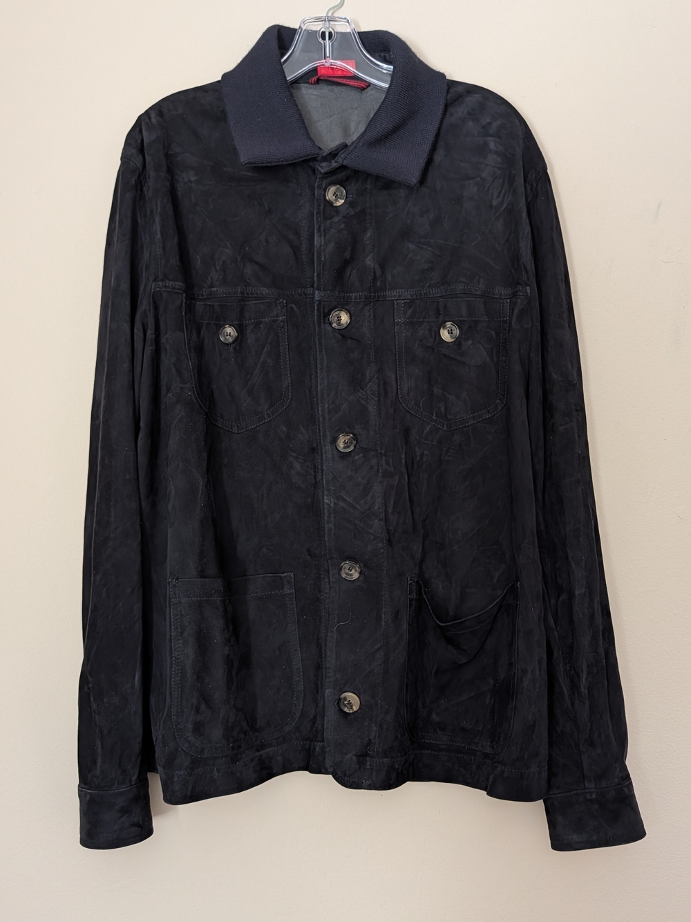 Isaia Black Lightweight Button-Front Shirt Jacket